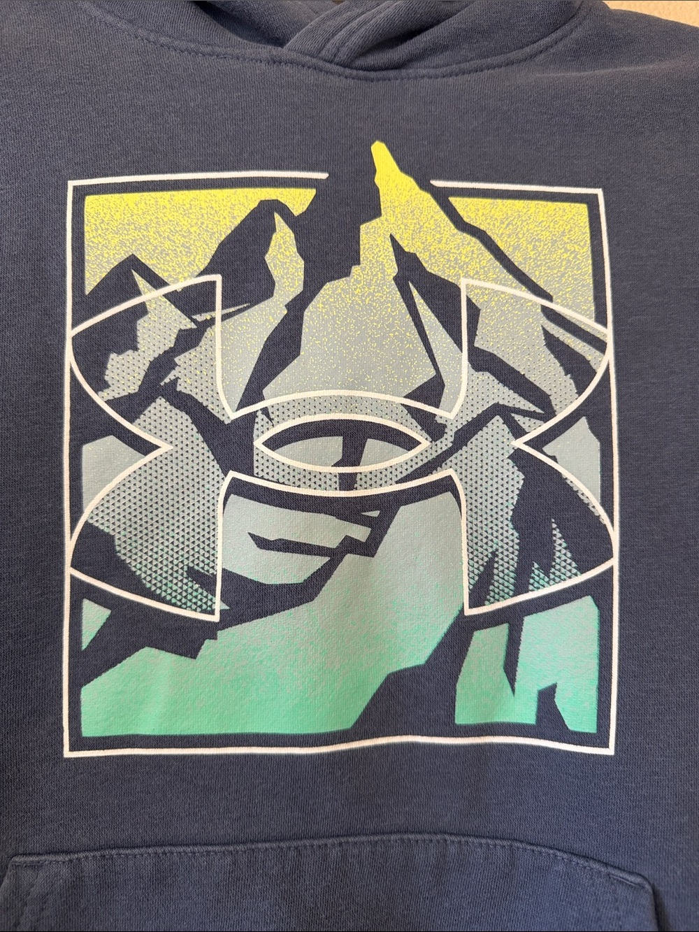 Under Armour Navy Blue Hoodie with Mountain Graphic - Picture 2 of 3